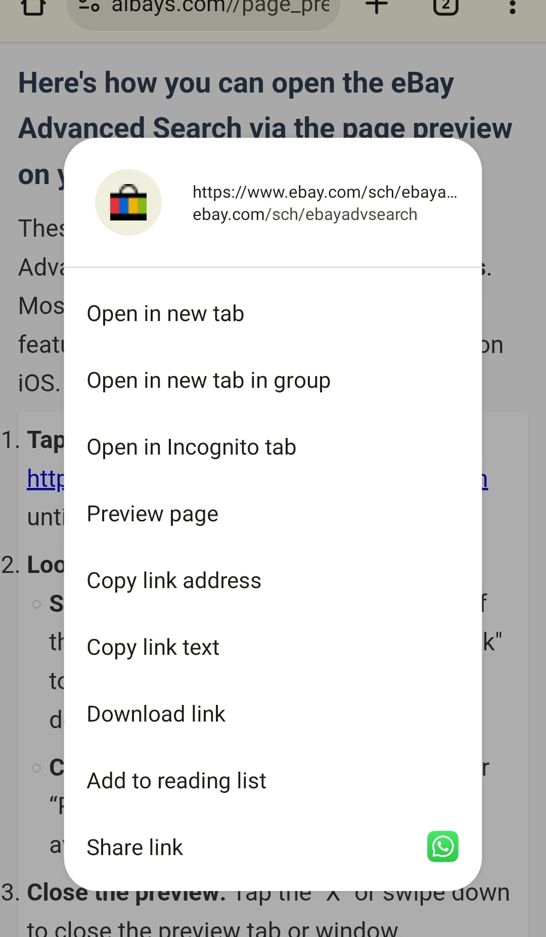 Google Chrome Context Menu